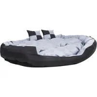 Syfax Coussin réversible lavable pour chien Gris et noir 150x120x25cm