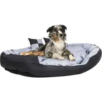 The Living Store Coussin pour chien Réversible et lavable Gris et noir 150x120x25 cm