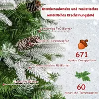 Northio Sapin de Noël artificiel 190 cm avec lumières et neige Sapin de Noël artificiel pour la maison Vert + Blanc