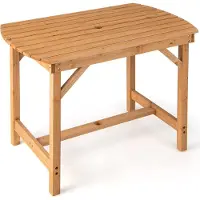 Costway Table de jardin en bois massif, table de salle à manger avec trou pour parasol, table de terrasse en bois pour arrière-cour, jardin, 100 x 60 x 75 cm