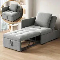 OKWISH Canapé-lit 3-en-1 convertible avec dossier réglable, design moderne – gris