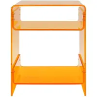 StarTech.com Table de chevet en acrylique - Table d'appoint - Deux niveaux - Rectangulaire - Compartiments de rangement - Design moderne - Orange