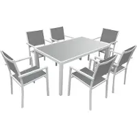 Happy Garden Salon De Jardin Bergamo En Textilène Gris 6 Places - Aluminium Blanc