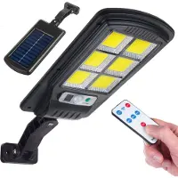 Macleans Lampadaire solaire avec détecteur de mouvement et de crépuscule IP54 4W 400 lumens 6500K Télécommande Lampe solaire murale extérieure Éclairage extérieur Lampadaire routier 3 modes d'éclairage