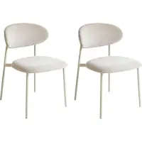 Beliani Lot de 2 chaises de salle à manger beige clair assises et dossiers rembourrés pieds en métal design moderne