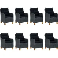 vidaXL Salon de jardin 9 pièces avec coussins Poly rotin gris foncé