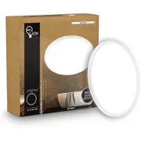 B.K.Licht Panneau LED plat Ø24cm rond 16W 1900lm 4000K blanc neutre protection contre les projections d'eau blanc - Plafonnier salle de bain cuisine salon