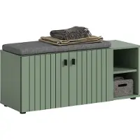 Ebuy24 Station ensemble d'armoires de rangement avec coussin vert poussiéreux.