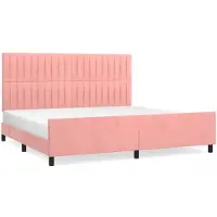 Syfax Cadre de lit sans matelas rose 200x200 cm velours