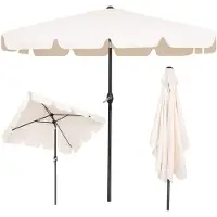 Springos Parasol de jardin Rectangulaire fonction bascule manivelle - Ecru