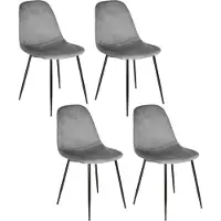 Home Deco Factory Lot de 4 Chaises - - Gulia - Velours Côtelé - Gris