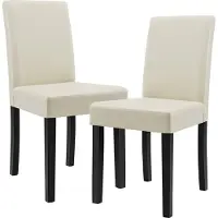 En.casa Chaise de salle à manger 'Hamburg' (lot de 2) Chaise rembourrée similicuir pieds en bois crème