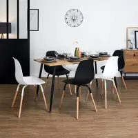 Home Deco Factory Table - - Forest - Extensible - Bois Naturel - Marron et Noir