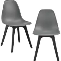 En.casa [] 2x Chaises design Gris & Noir Salle à manger Chaise plastique style scandinave