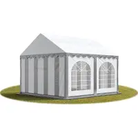 Sonstiges Tente de réception 4x4 m, toile de haute qualité 500g/m² PVC gris-blanc, cadre de sol, construction en acier galvanisé, fixation par vissage