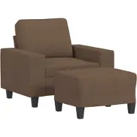 Syfax Fauteuil avec repose-pied Marron 60 cm Tissu