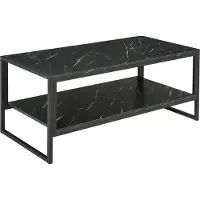 HOMCOM Table Basse Style Moderne avec 2 Étagères 106 x 50 x 47 cm Noir