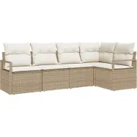 Syfax Canapé Set avec coussins 5 pcs Beige Poly Rattan