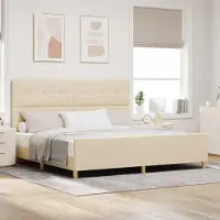 Prolenta Maison Exclusive - Cadre de lit avec tête de lit crème 200 x 200 cm en tissu