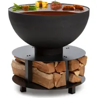 Blumfeldt Brasero Exterieur pour le Jardin, Brasero Plancha Portable avec Grille de BBQ, Bol en Acier, Brasero Barbecue avec Foyer pour le Camping, Brûleur à Bois, Ultra Solide, 60 x 56 x 60 cm