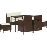 vidaXL Ensemble de jardin 6 pièces avec coussins Marron Poly rotin