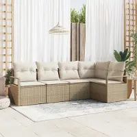 Prolenta Maison Exclusive - Ensemble de canapé de jardin, 5 pièces. Rotin synthétique beige et blanc