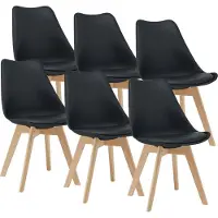 En.casa Chaise de salle à manger 'Fläten' (lot de 6) Chaise rembourrée en similicuir noir