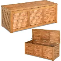 Costway Coffre de jardin en bois d'acacia jusqu'à 160 kg, coffre de rangement 179 L, coffre à coussins, coffre de rangement, coffre de jardin pour jardin, balcon et arrière-cour, 120 x 45 x 45 cm