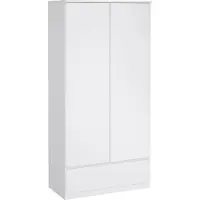 Dmora Kab - Armoire 2 Portes, 99x201h cm Blanc Brillant, 3 Étagères