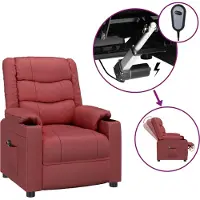 Syfax Fauteuil inclinable électrique Rouge bordeaux Similicuir