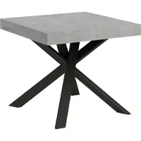 Itamoby Table Extensible 90X90/194 Cm Clerk Plateau Ciment Pieds Anthracite