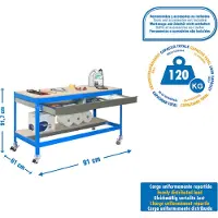 Simon Rack Table de travail et de montage en métal sans parafousses SIMONWORK MOBILE BT0 BOX 900 BLEU/BOIS