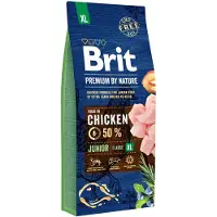 Brit Premium By Nature Junior Extra Large XL - Poulet pour chiots de très grandes races - 15 kg + nourriture humide avec volaille 6x1240 g