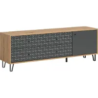 Xonox Prisma meuble tV 2 tiroirs, 1 porte chêneReproduction, gris mat.