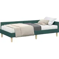 Syfax Cadre de lit d'angle avec matelas, 2 pièces, tissu vert