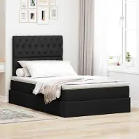 Prolenta Maison Exclusive - Lit coffre à LED avec matelas noir 120 x 200 cm en tissu