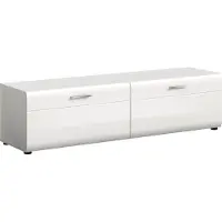 Ebuy24 Ice meuble tV 2 portes pliantes blanches, haute brillance blanche.