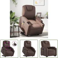 The Living Store Fauteuil de massage avec releveur Marron Similicuir