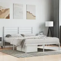 Prolenta Maison Exclusive - Cadre de lit avec tête de lit en métal blanc 140x200 cm