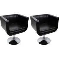 The Living Store Fauteuil de salon 2 pcs. Similicuir noir