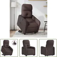 The Living Store Fauteuil relax avec releveur Tissu marron foncé