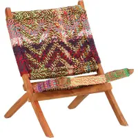 The Living Store Chaise chindi pliante Tissu multicolore