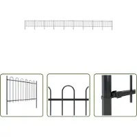 The Living Store Clôture de jardin avec design d'arceau Acier 15,3 x 1,2 m Noir