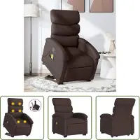 The Living Store Fauteuil de massage avec releveur Tissu brun foncé