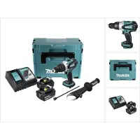Makita DHP 458 RTJ Perceuse à percussion sans fil 18V 91Nm + 2x Batteries 5.0Ah + Chargeur + Makpac 2