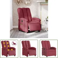 The Living Store Fauteuil de massage électrique vin rouge tissu