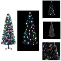 vidaXL Sapin de Noël avec éclairage et support 240 cm fibre de verre - Sapins de Noël