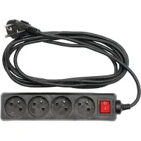 VOREL Rallonge électrique - - 72631 - 4 prises - 3 m - Noir