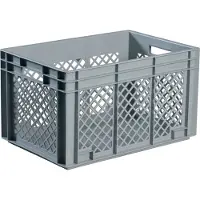 Lockweiler Bac gerbable de transport 80l polypropylène gris parois ajourées poignée traversante - NB80V2-139180220118