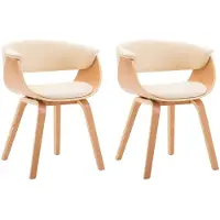 Syfax Chaises à manger lot de 2 crème bois courbé et similicuir